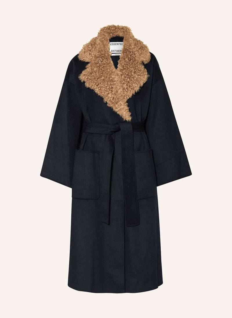 Essentiel Antwerp Wollmantel Irno Mit Kunstfell blau von Essentiel Antwerp