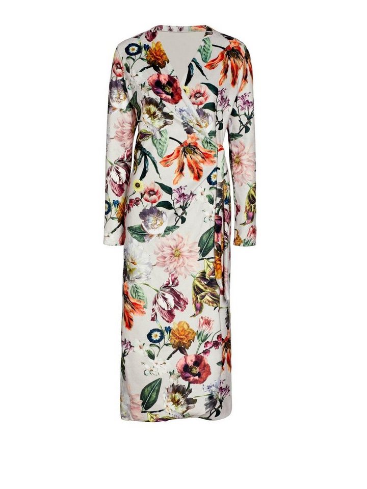 Essenza Damenbademantel Vera Filou, Langform, Baumwolle-Mix, Kimono-Kragen, Gürtel, aus einem samtweichen Polyester-Baumwoll-Mix mit Blumenprint von Essenza