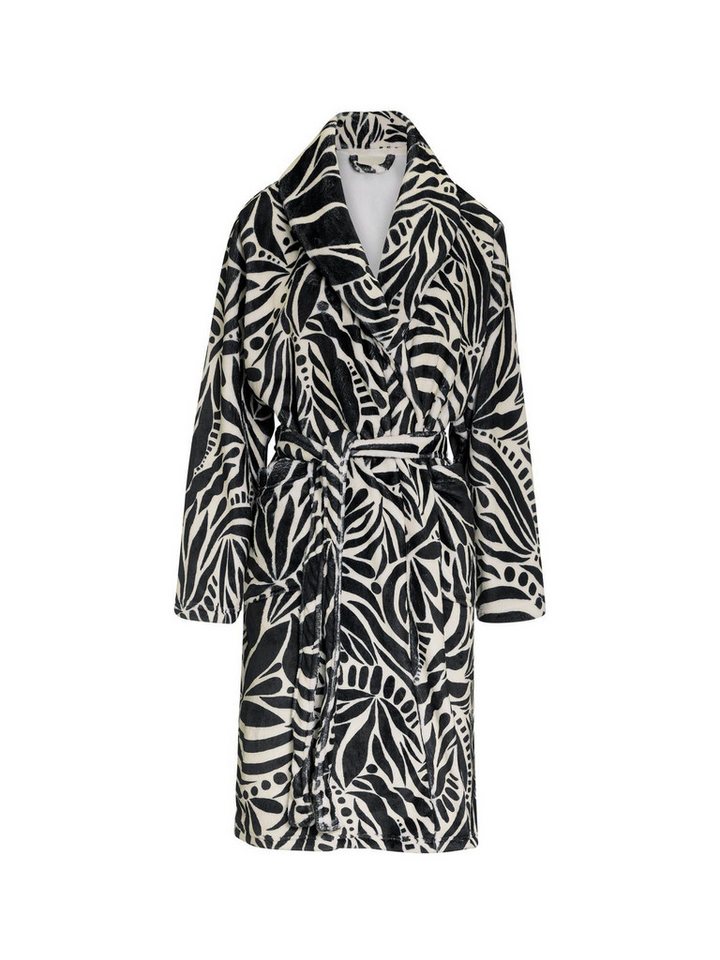 Essenza Damenbademantel Steff Allora, Midilänge, Polyester, Schalkragen, mit Taschen, Gürtel, mit expressivem Allora-Print von Essenza