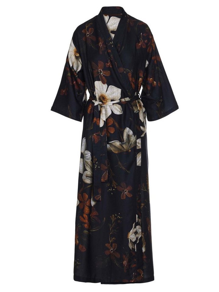 Essenza Kimono Jula Daffodils Reunited, Langform, Baumwolle, Kimono-Kragen, Gürtel, mit Blumenprint von Essenza