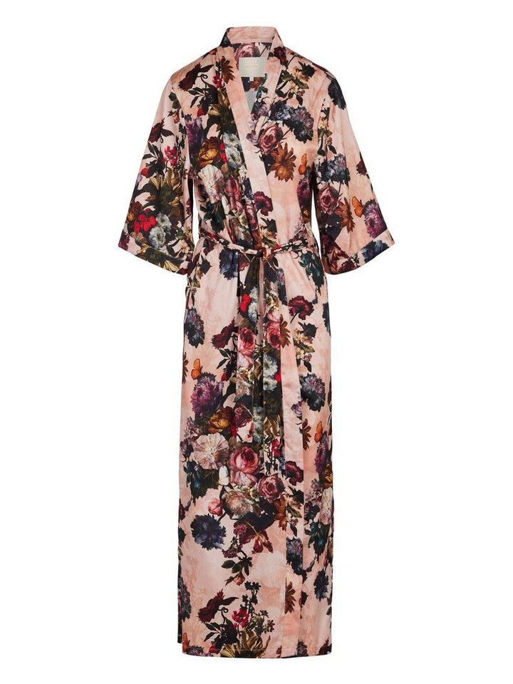 Essenza Kimono Jula Karli, Langform, Baumwolle, Kimono-Kragen, Gürtel, mit Blumenprint von Essenza