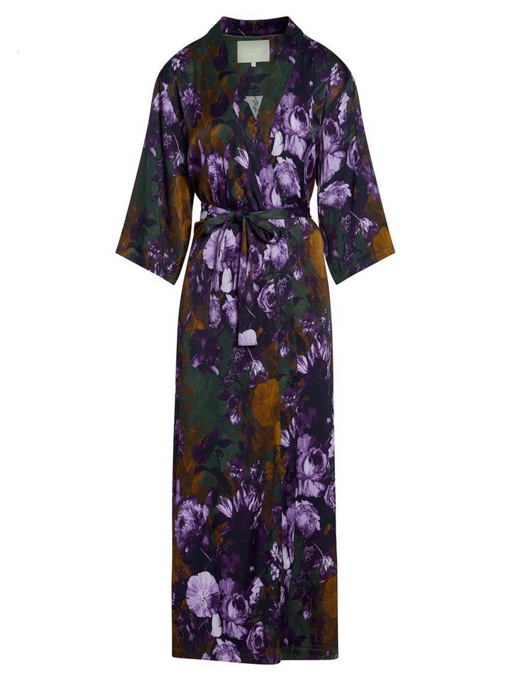 Essenza Kimono Jula Leila, Langform, Viskose, Kimono-Kragen, Gürtel, mit Blumenprint von Essenza