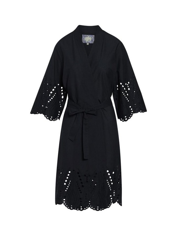 Essenza Kimono Sarai Tilia, Kurzform, Baumwolle, Kimono-Kragen, Gürtel, mit Stickereidetails von Essenza