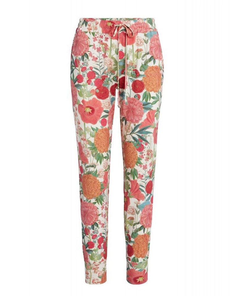 Essenza Pyjamahose Jules Florentien Lobster Pink mit floralem Print von Essenza
