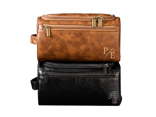 Personalisierte Herren-PU-Leder-Toilettenbeutel, individuell gravierte Reise-Toilettenbeutel, personalisierte Initialen, Geschenke für die Familie (Toiletry Bag 02) von Esseur