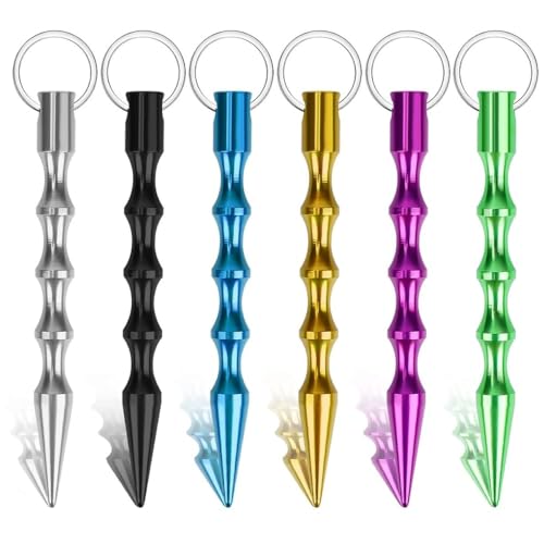 Esshogo 6 Stück Kubotan Selbstverteidigung Schlüsselanhänger für Frauen, für Notsituationen als Notfallhammer Glasbrecher von Esshogo