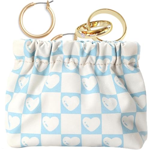 Esshogo Mini Kosmetiktasche, Tragbare Mini-Aufbewahrungstaschen, Leichter Make-up-Organizer mit Blumenmuster, Selbstschließender Zubehör-Organizer ohne Reißverschluss für Kosmetika von Esshogo