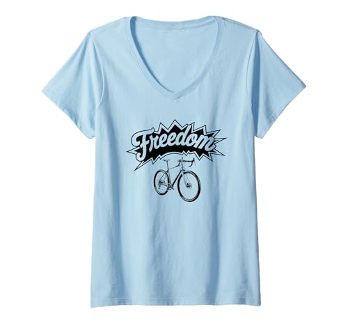 Damen Fahrräder sind Freiheit T-Shirt mit V-Ausschnitt Damen Fahrräder sind Freiheit T-Shirt mit V-Ausschnitt von Esskay Designs Cycling Tees