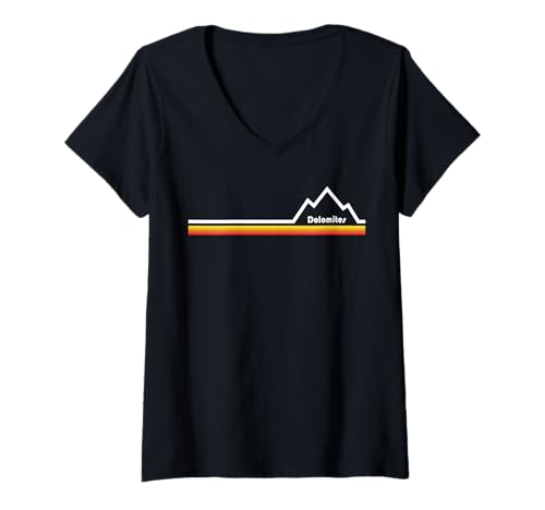 Damen Dolomiten Italien T-Shirt mit V-Ausschnitt von Esskay Designs Dolomites Tees