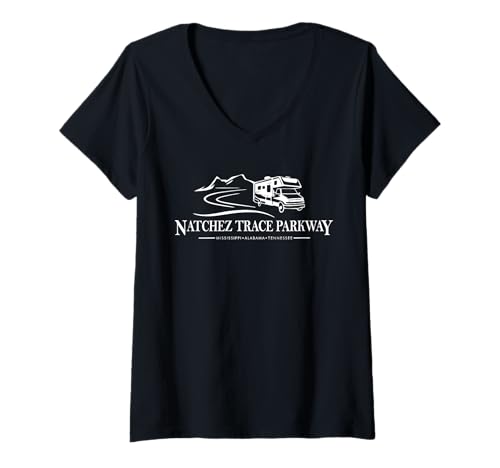 Damen Natchez Trace Parkway Freizeitfahrzeug T-Shirt mit V-Ausschnitt Damen Natchez Trace Parkway Freizeitfahrzeug T-Shirt mit V-Ausschnitt von Esskay Designs Natchez Trace Parkway Tees