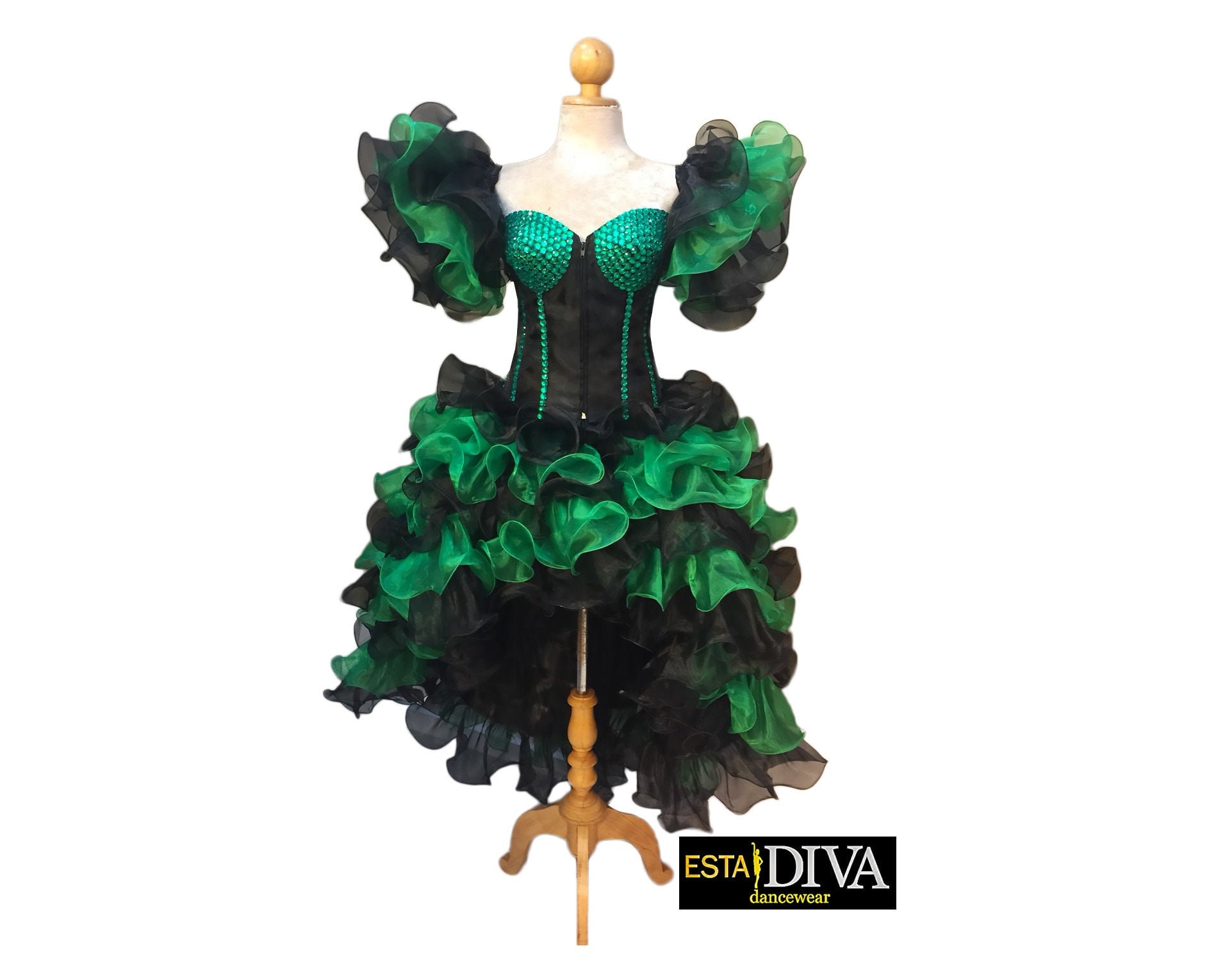 Diva Organza Kleid Robe Cabaret Strass Rüschenrock Und Armschmuck Drag Queen Show Nach Maß von EstaDiva