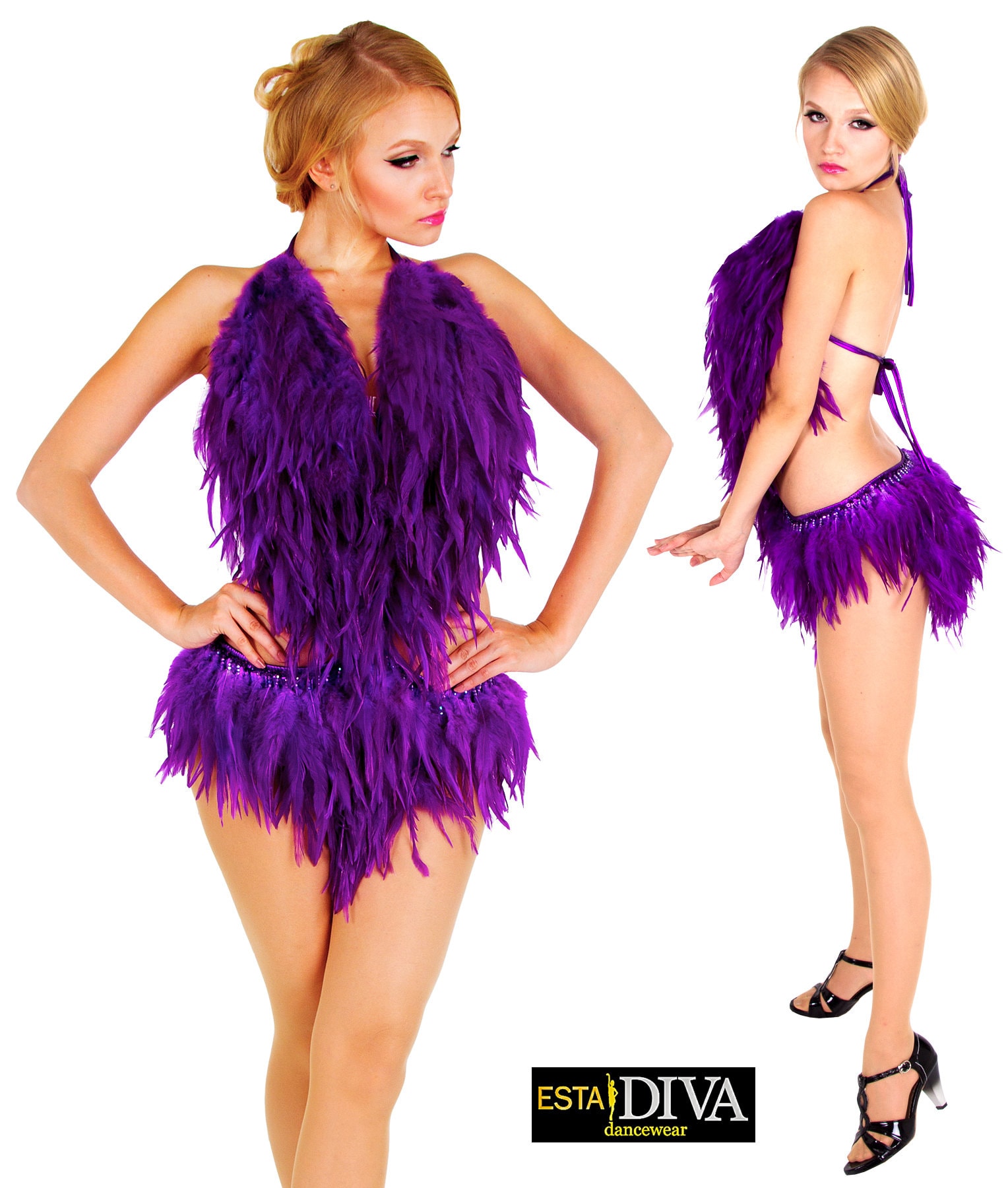 Latein Federkleid Plumas Samba Vegas Showgirl Outfit Showtanzkostüm Maßgeschneidert von EstaDiva