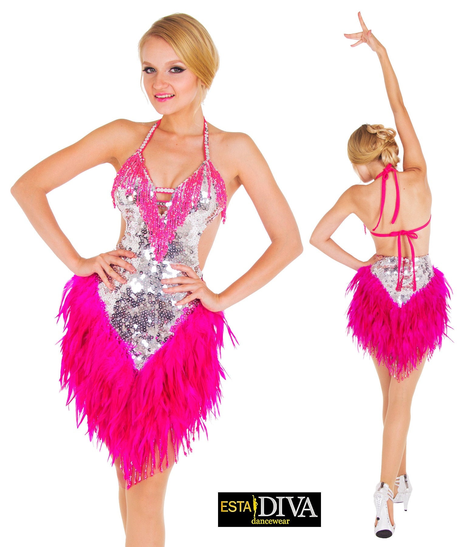 Samba Federkleid Pluma Vestido Diva Sänger Outfit Showgirl Kostüm Maßgeschneidert von EstaDiva