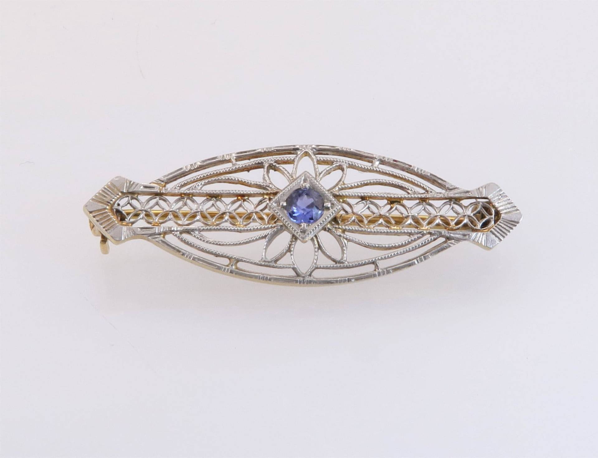 Antik Bippart Griscom & Osborn 14K Gold .10Ct Saphir Art Deco Brosche Pin von EstateAntiqueJewelry