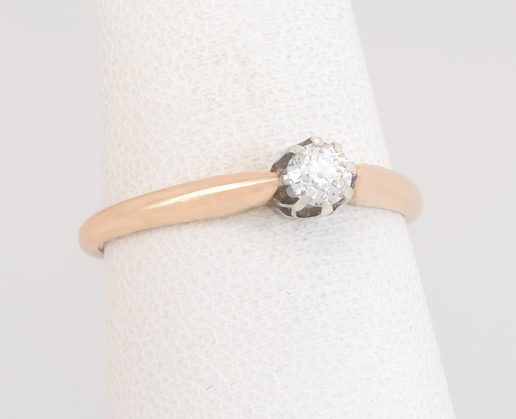 Antike .14Ct Echte Alte Mine Cut Diamant 14K Rose Gold Art Deco Ring Größe 7, 25 von EstateAntiqueJewelry