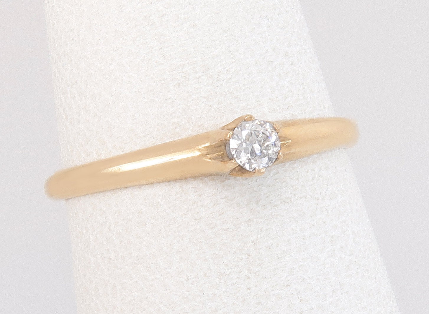 Antike 14K Gelbgold .07Ct Echter Diamant Art-Deco-Verlobungsring Größe 6, 25 von EstateAntiqueJewelry