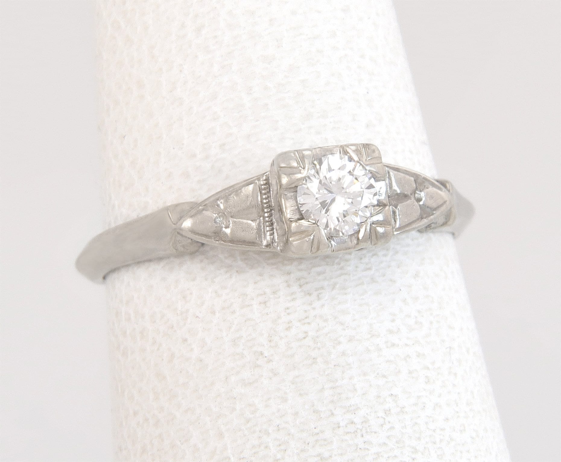 Antike 14K Gold .10Ct Echter Diamant Rosenblüte Verlobungsring Größe 4, 5 von EstateAntiqueJewelry