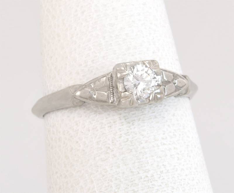 Antike 14K Gold .10Ct Echter Diamant Rosenblüte Verlobungsring Größe 4, 5 von EstateAntiqueJewelry