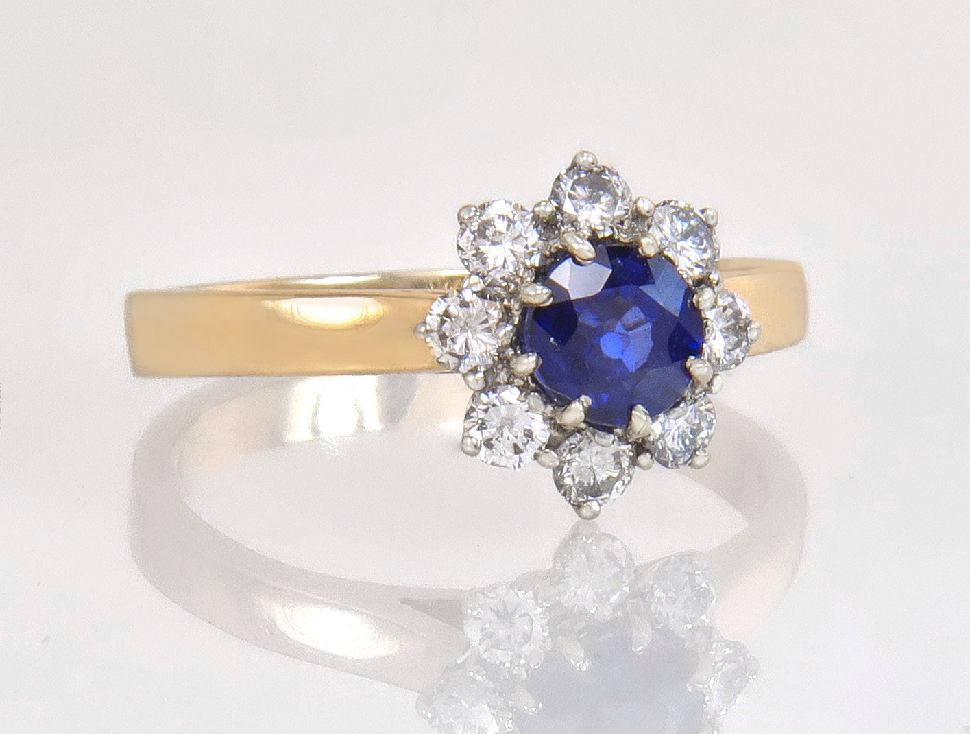 Antike 14K Gold .75Ct Diamant & Saphir Art Deco Verlobungsring Größe 7, 5 von EstateAntiqueJewelry