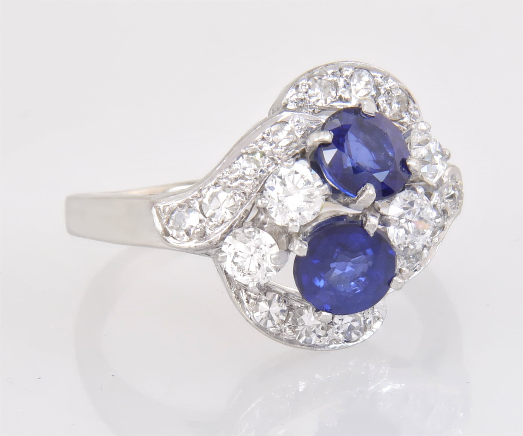 Antike 14K Gold 1.58Ct Echter Diamant & Saphir Art-Deco-Verlobungsring 4.7G von EstateAntiqueJewelry