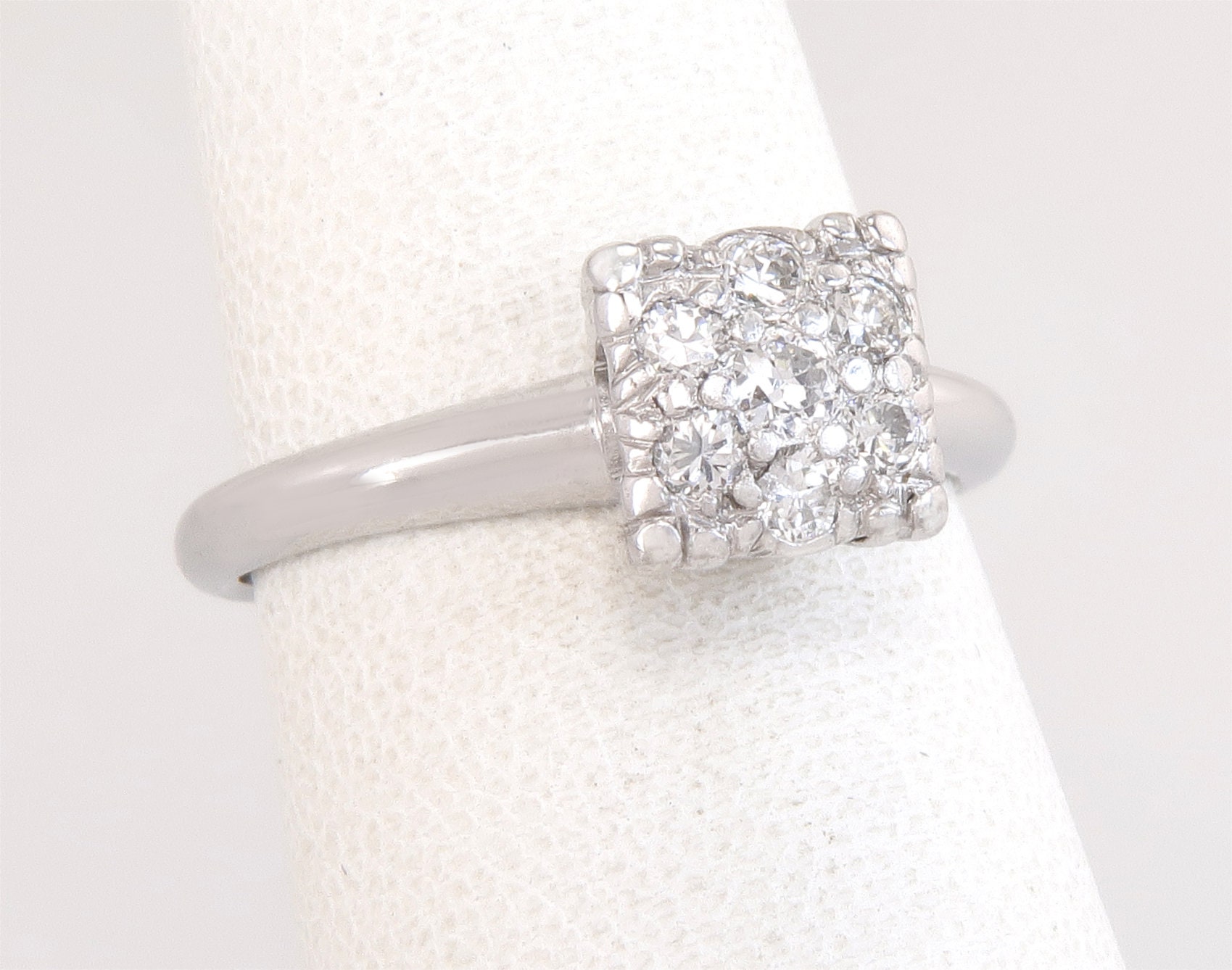 Antike Art-Deco .21Ct Echter Diamant 14K Weißgold Verlobungsring Größe 6, 5 von EstateAntiqueJewelry