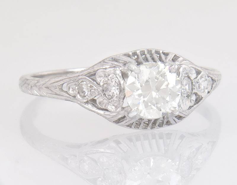 Antike Zertifizierte Egl .67Ct Vvs2 Übergang Runde Brilliant Diamant Ring Größe 9 von EstateAntiqueJewelry