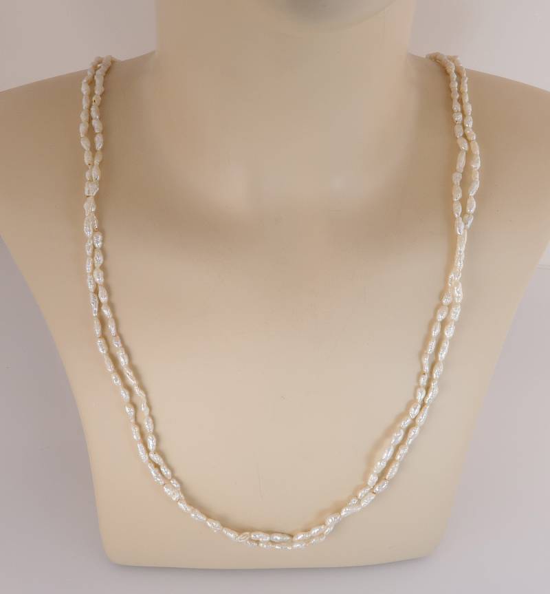 Anwesen Doppel Strang Natürliche Süßwasser Perle 28" Halskette 14K Gold Verschluss 20, 8 G von EstateAntiqueJewelry