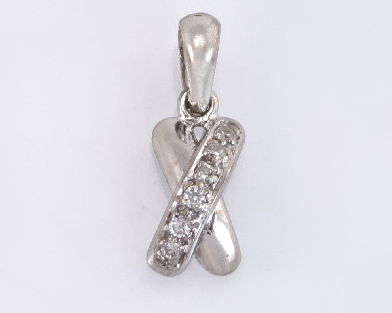 Designer Estate 14K Weißgold .06Ct Echter Diamant X Anhänger von EstateAntiqueJewelry