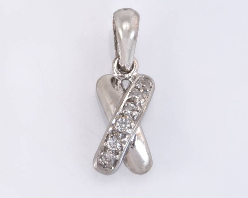 Designer Estate 14K Weißgold .06Ct Echter Diamant X Anhänger von EstateAntiqueJewelry