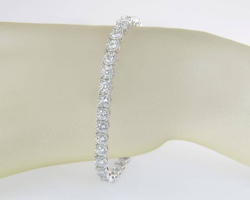 Entwerfer Estate 14K White Gold 3, 00 Ct Echte Diamant 7" Tennisarmband 17, 9 G von EstateAntiqueJewelry