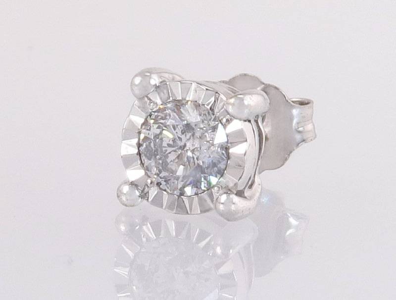 Nachlass .15Ct Echter Diamant 10K Weißgold Einzelner Ohrstecker von EstateAntiqueJewelry