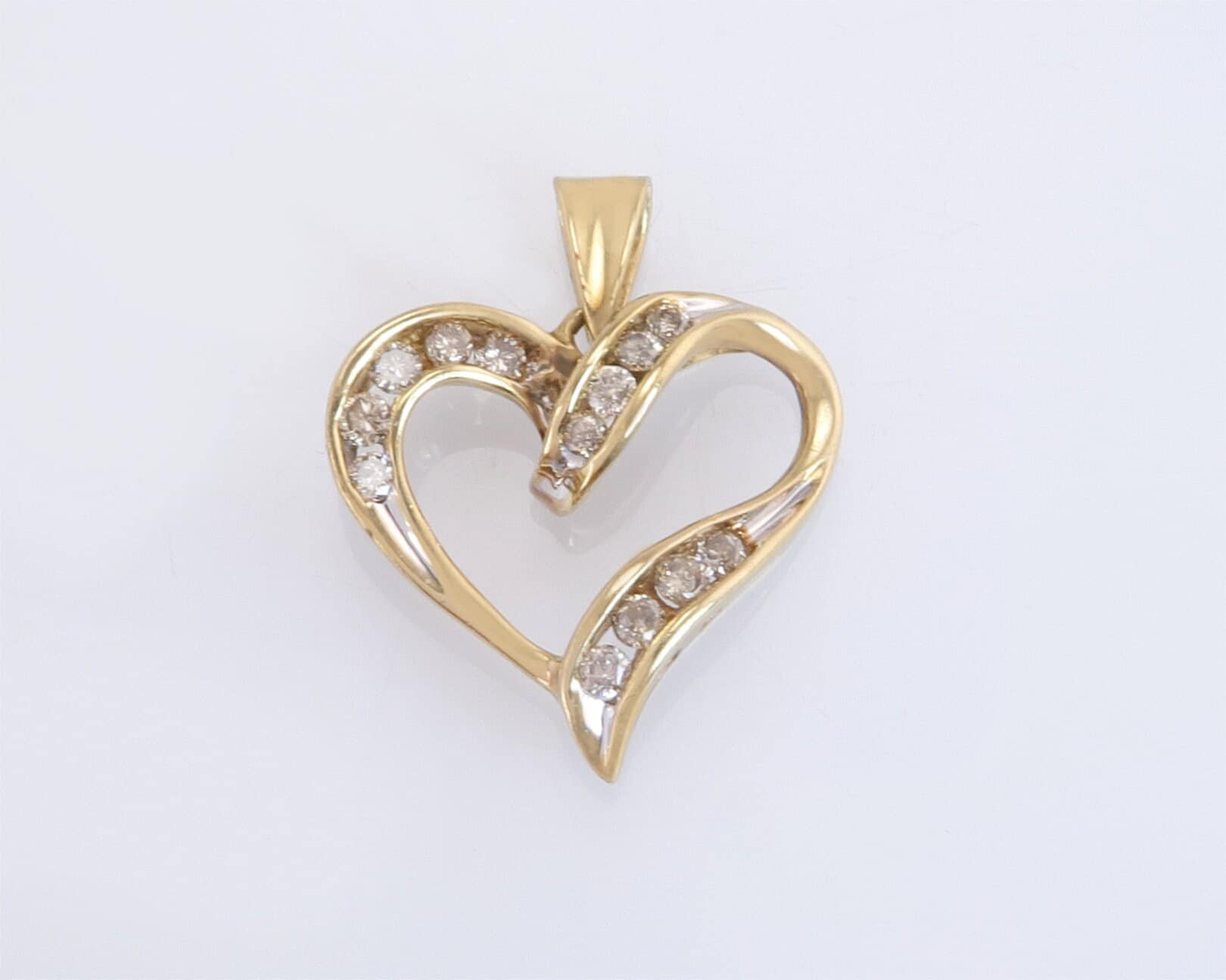 Nachlass .25Ct Echter Champagner Diamant 10K Gelbgold Herz Anhänger von EstateAntiqueJewelry