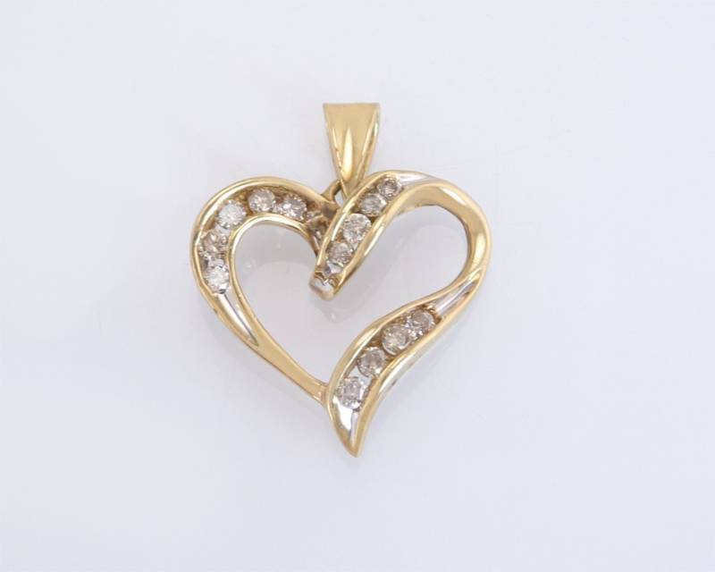 Nachlass .25Ct Echter Champagner Diamant 10K Gelbgold Herz Anhänger von EstateAntiqueJewelry