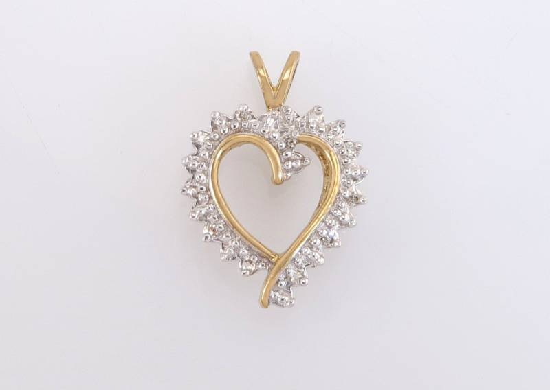 Nachlass 10K Gelbgold .05Ct Echter Diamant Herz Anhänger 2.4Gr von EstateAntiqueJewelry