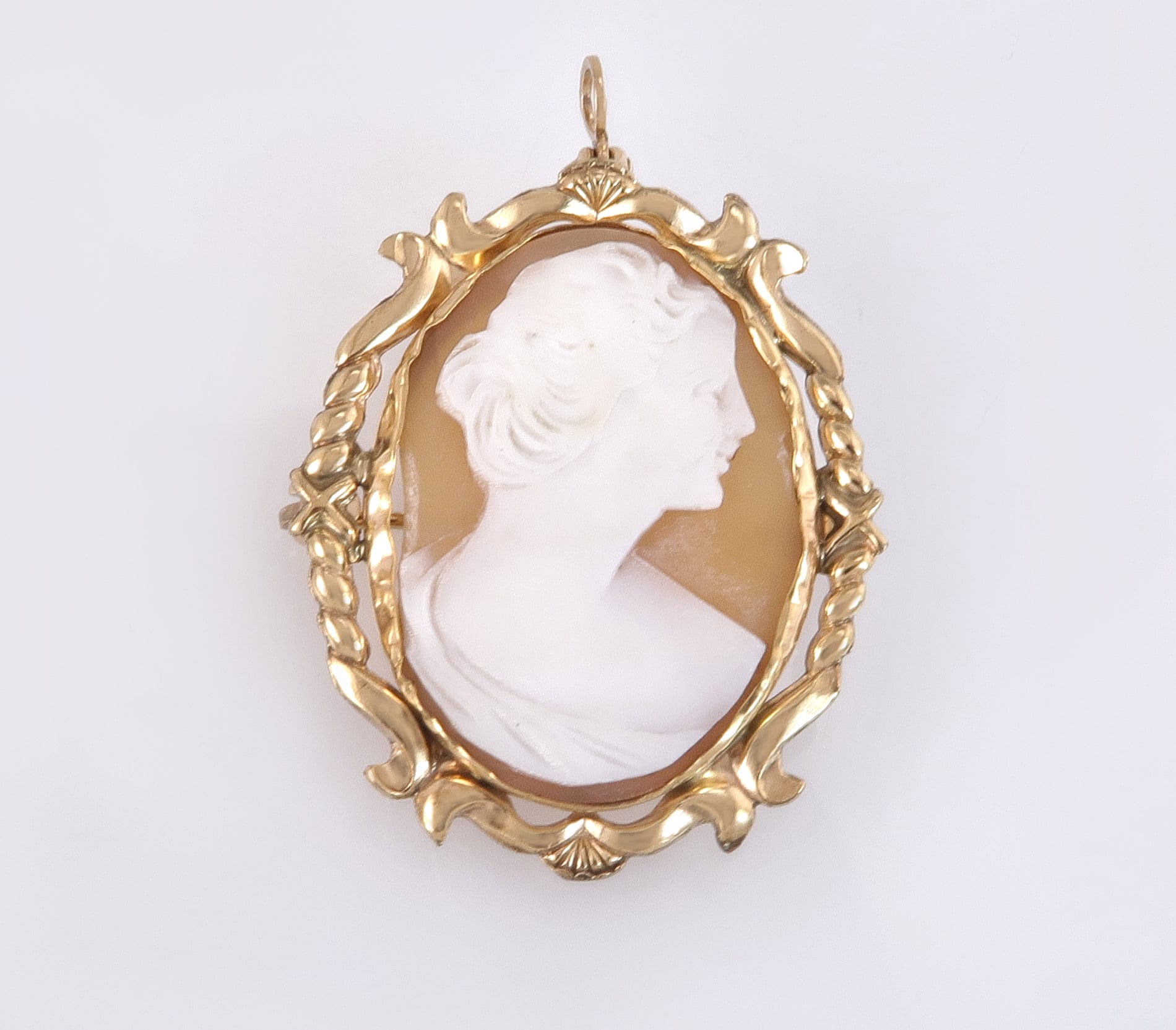 Nachlass Vintage 10K Gelbgold Handgeschnitzte Kamee Brosche Pin Anhänger von EstateAntiqueJewelry