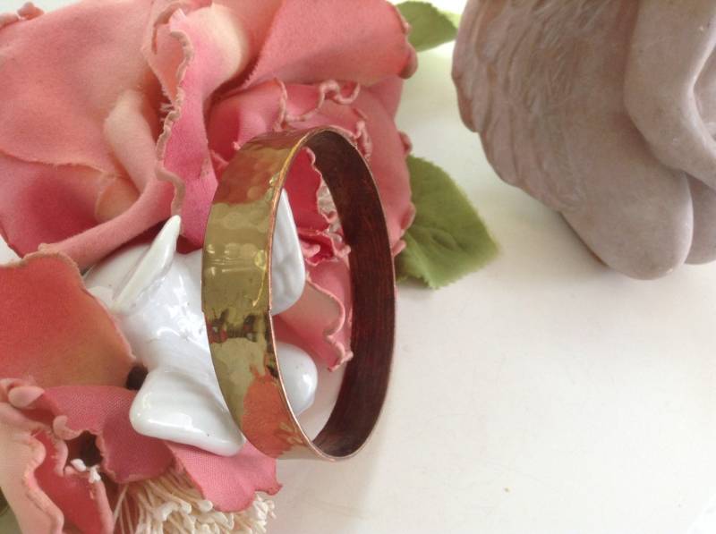 Gehämmerte Messing Und Kupfer Armreif Handgemachte Klassisch Schmuck Valentinstag Urlaub Modernist Geschenk Retro Arts Craft Bewegung Boho von EstatementTreasures