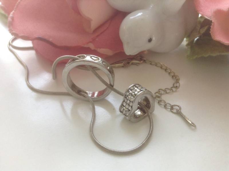 Herz in Ring-Anhänger-Halskette 14K Gf Kette Kristall 18 "Verstellbar Liebe Braut Hochzeit Brautjungfer Abschlussball Valentinstag Muttertagsgeschenk von EstatementTreasures