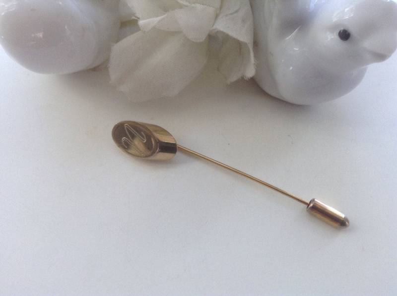 Initial N Stick Pin Gold Ton Script Monogramm Schmuck Hut Schal Revers Accessoire Anzug Pullover Geburtstagsgeschenk von EstatementTreasures