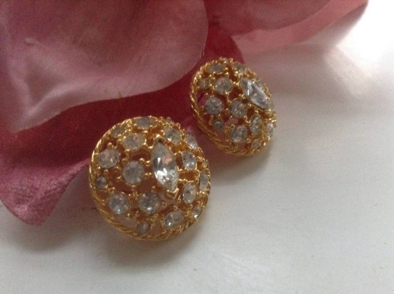 Omjent Strass Ohrringe Durchbohrt Vintage Runde Große Silvester Formelle Klare Funkelnde Silber Abschlussball Brauthochzeit Festliches Geschenk von EstatementTreasures
