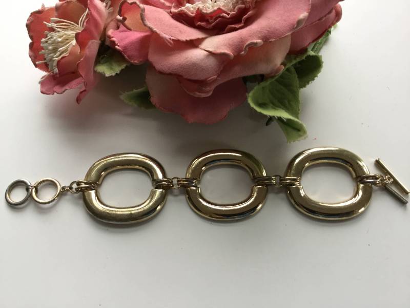 Saks Fifth Avenue Gliederarmband Chunky Vintage Kostüm Hang Tag Große Oval Links 20, 5 cm Toggle Kette Geschenk Retro Boho von EstatementTreasures