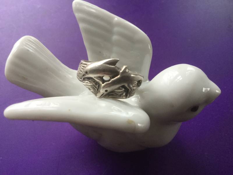 Sterling Silber Delphin Ring Größe 6, 5 Vintage Wellen Ozean Nautik Strand Hochzeit 925 Tier Figural Schmuck Geschenk von EstatementTreasures