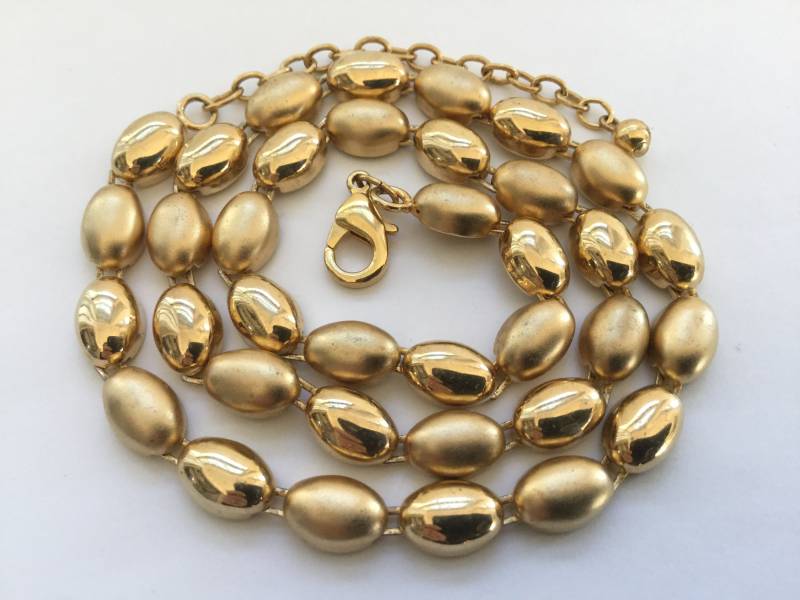 Zweifarbige Goldkette 55 cm Midcentury Metal Link Einstellbar Klassisch 80Er Jahre Modernist Business Mutter Geschenk Retro Modernes Abstraktes von EstatementTreasures