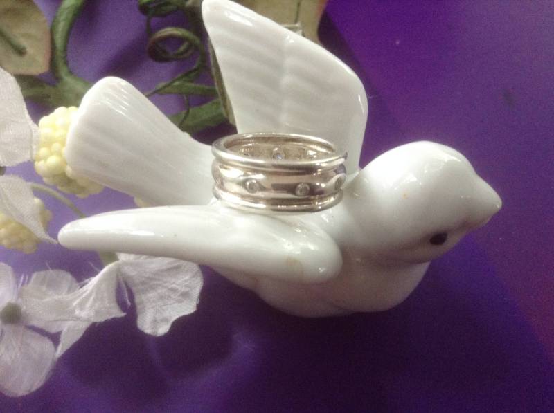 sterling Kristall Ehering Ring Silber Größe 6 Breit 925 Braut Accessoire Reinheit Valentine Abschlussball Verlobung Romantik Geschenk von EstatementTreasures