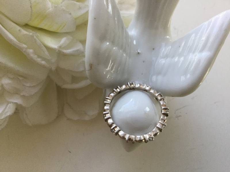 sterling Nevada Silver Company Kubikzirkonia Ehering 925 Cz Dünner Ring Größe 6 3/4 Braut Reinheit Abschluss Abschlussball Verlobung Versprechen von EstatementTreasures