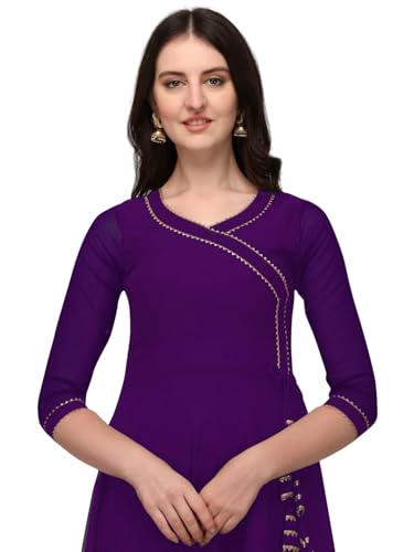 Estationeryhouse Damen Georgette Anarkali Kurta Kurti mit Dupatta (Hose nicht im Lieferumfang enthalten), violett, Different von Estationeryhouse