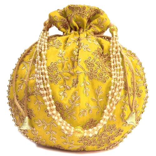 Estationeryhouse Handgefertigte Damen-Clutch, Seide, Handtasche, indisch, roh, Slik, Party, Hochzeit, traditionelles Geschenk, gelb, 22x20 cm Estationeryhouse Handgefertigte Damen-Clutch, Seide, Handtasche, indisch, roh, Slik, Party, Hochzeit, traditionelles Geschenk, gelb, 22x20 cm von Estationeryhouse