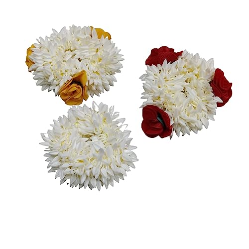 Traditioneller indischer Haarschmuck, kleiner weißer Gajra mit Rose, künstlicher Blumenschmuck, handgefertigt, Veni-Tiara für Frauen, Party, Brautschmuck, Mehndi-Haarknoten, 3 Stück Traditioneller indischer Haarschmuck, kleiner weißer Gajra mit Rose, künstlicher Blumenschmuck, handgefertigt, Veni-Tiara für Frauen, Party, Brautschmuck, Mehndi-Haarknoten, 3 Stück von Estationeryhouse