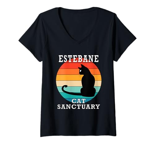 Damen Estebane Cat Sanctuary Group Familientreffen Name T-Shirt mit V-Ausschnitt Damen Estebane Cat Sanctuary Group Familientreffen Name T-Shirt mit V-Ausschnitt von Estebane Matching Family Reunion T Shirt