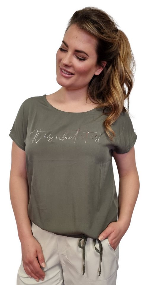 Estefania for woman Blusenshirt mit Tunnelzug und Schriftzug von Estefania for woman