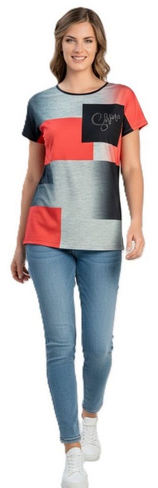 Estefania for woman Rundhalsshirt 169-1212, "shine" mit Strassbesatz und überschnittenen Schultern Strass von Estefania for woman